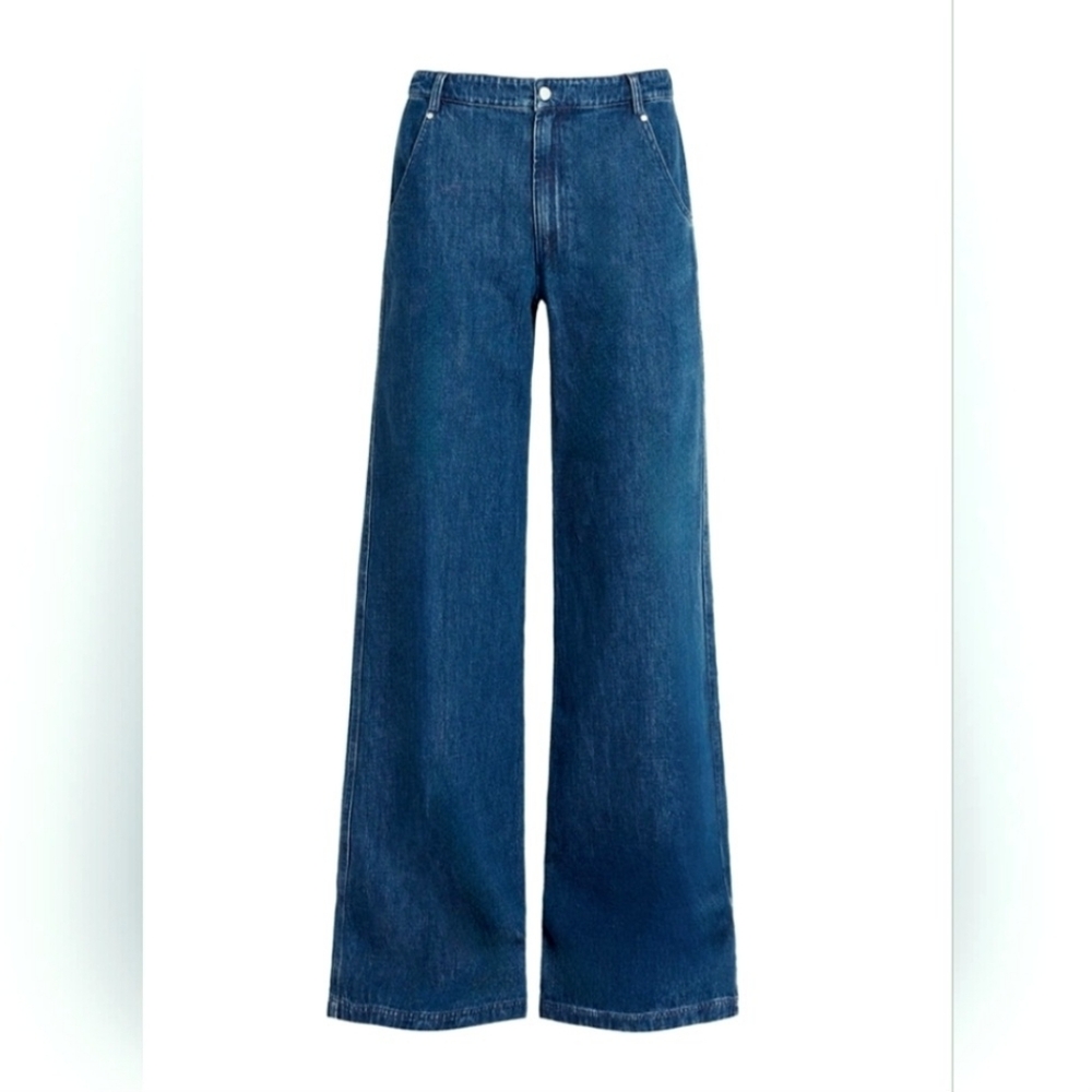 NWOT Amanda Uprichard Thalia Wide-Leg True Blue Denim Trousers | Sz Medium - Picture 5 of 16